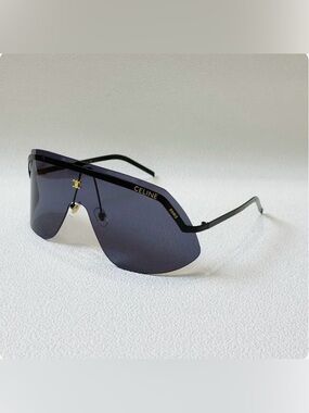 Celine Shield Sunglasses Black Smoke w/ Gold Logo